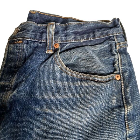 Levi's x Streetwear 501 Jeans Knee Distressed  Blue Straight Jeans 35/32 - Picture 6 of 13